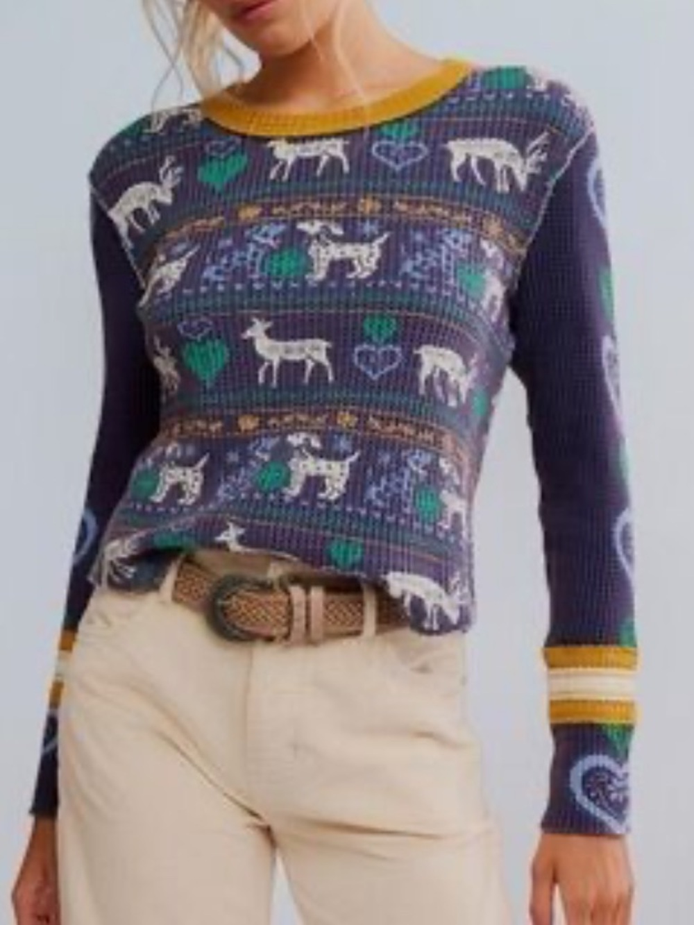 We The Free thermal long sleeve purple/multi top size medium